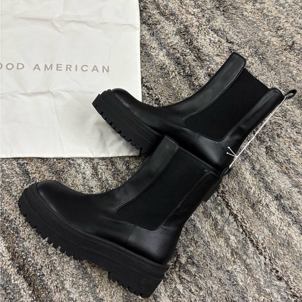 NWOT Good American Combat Chelsea Boots Sz 8 | Good American Combat Black Boots- - Picture 8 of 11